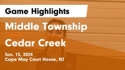 Middle Township  vs Cedar Creek  Game Highlights - Jan. 13, 2024