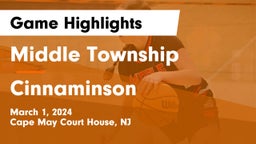 Middle Township  vs Cinnaminson  Game Highlights - March 1, 2024