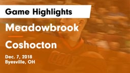 Meadowbrook  vs Coshocton  Game Highlights - Dec. 7, 2018