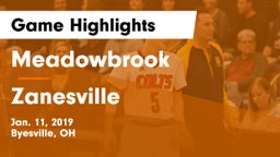 Meadowbrook  vs Zanesville Game Highlights - Jan. 11, 2019