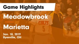 Meadowbrook  vs Marietta Game Highlights - Jan. 18, 2019