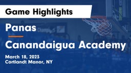 Panas  vs Canandaigua Academy  Game Highlights - March 18, 2023