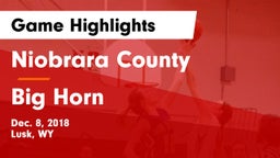 Niobrara County  vs Big Horn  Game Highlights - Dec. 8, 2018