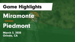 Miramonte  vs Piedmont  Game Highlights - March 3, 2020