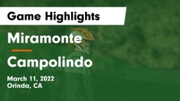 Miramonte  vs Campolindo  Game Highlights - March 11, 2022