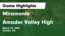 Miramonte  vs Amador Valley High Game Highlights - March 26, 2022