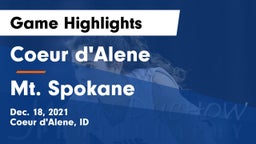 Coeur d'Alene  vs Mt. Spokane Game Highlights - Dec. 18, 2021