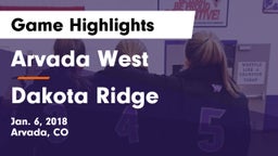 Arvada West  vs Dakota Ridge  Game Highlights - Jan. 6, 2018