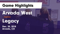 Arvada West  vs Legacy   Game Highlights - Dec. 20, 2018