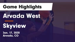 Arvada West  vs Skyview  Game Highlights - Jan. 17, 2020