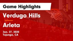 Verdugo Hills  vs Arleta Game Highlights - Jan. 27, 2020