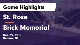 St. Rose  vs Brick Memorial Game Highlights - Dec. 29, 2018