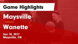 Maysville  vs Wanette Game Highlights - Jan 18, 2017
