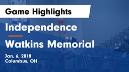Independence  vs Watkins Memorial  Game Highlights - Jan. 6, 2018