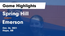 Spring Hill  vs Emerson  Game Highlights - Oct. 26, 2021