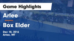 Arlee  vs Box Elder  Game Highlights - Dec 10, 2016