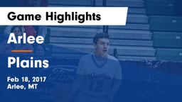 Arlee  vs Plains Game Highlights - Feb 18, 2017