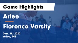 Arlee  vs Florence Varsity Game Highlights - Jan. 10, 2020