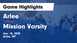 Arlee  vs Mission Varsity Game Highlights - Jan. 18, 2020
