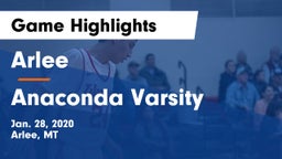 Arlee  vs Anaconda Varsity Game Highlights - Jan. 28, 2020