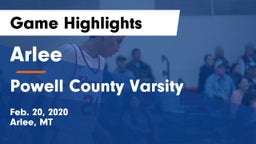 Arlee  vs Powell County Varsity Game Highlights - Feb. 20, 2020