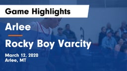 Arlee  vs Rocky Boy Varcity Game Highlights - March 12, 2020