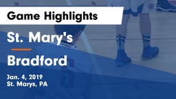 St. Mary's  vs Bradford  Game Highlights - Jan. 4, 2019
