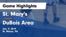 St. Mary's  vs DuBois Area  Game Highlights - Jan. 9, 2019