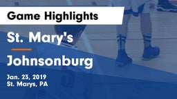 St. Mary's  vs Johnsonburg Game Highlights - Jan. 23, 2019