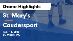 St. Mary's  vs Coudersport  Game Highlights - Feb. 14, 2019