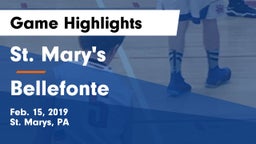 St. Mary's  vs Bellefonte  Game Highlights - Feb. 15, 2019