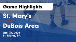 St. Mary's  vs DuBois Area  Game Highlights - Jan. 31, 2020