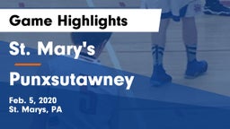 St. Mary's  vs Punxsutawney Game Highlights - Feb. 5, 2020