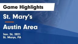 St. Mary's  vs Austin Area  Game Highlights - Jan. 26, 2021
