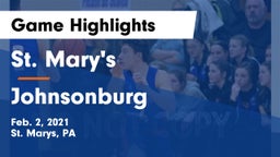 St. Mary's  vs Johnsonburg  Game Highlights - Feb. 2, 2021