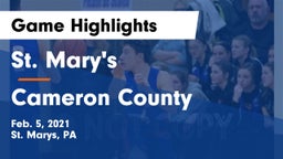 St. Mary's  vs Cameron County Game Highlights - Feb. 5, 2021