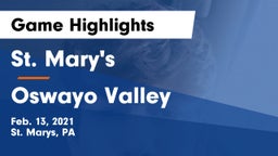St. Mary's  vs Oswayo Valley Game Highlights - Feb. 13, 2021