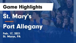 St. Mary's  vs Port Allegany  Game Highlights - Feb. 17, 2021