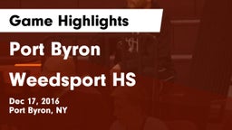 Port Byron  vs Weedsport HS Game Highlights - Dec 17, 2016