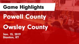 Powell County  vs Owsley County  Game Highlights - Jan. 15, 2019