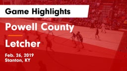 Powell County  vs Letcher Game Highlights - Feb. 26, 2019