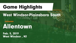 West Windsor-Plainsboro South  vs Allentown Game Highlights - Feb. 5, 2019
