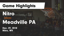 Nitro  vs Meadville PA Game Highlights - Dec. 29, 2018