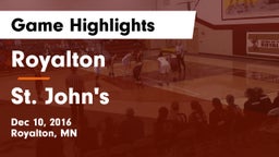 Royalton  vs St. John's Game Highlights - Dec 10, 2016