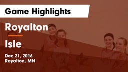 Royalton  vs Isle Game Highlights - Dec 21, 2016