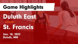 Duluth East  vs St. Francis  Game Highlights - Jan. 18, 2022