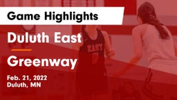 Duluth East  vs Greenway Game Highlights - Feb. 21, 2022