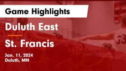 Duluth East  vs St. Francis  Game Highlights - Jan. 11, 2024