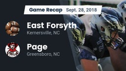 Recap: East Forsyth  vs. Page  2018