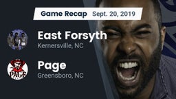Recap: East Forsyth  vs. Page  2019